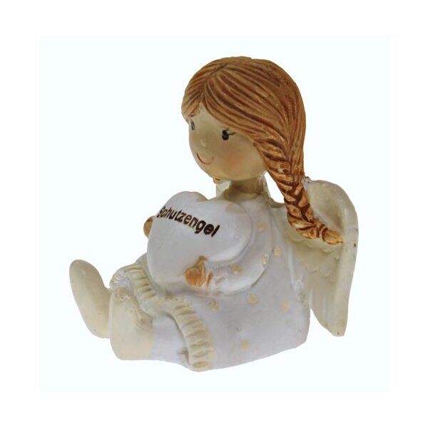 Schutzengel-Figur Mira sitzend mit Herz creme-weiss 5,5 cm