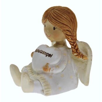 Schutzengel-Figur Mira sitzend mit Herz creme-weiss 5,5 cm