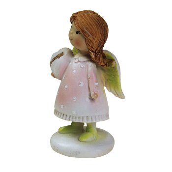 Schutzengel-Figur Mira stehend mit Herz rose 8,5 cm