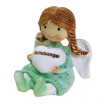 Schutzengel-Figur Mira sitzend mit Herz aqua 5,5 cm