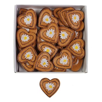 Lebkuchen-Herzen mit Edelweiss 3 cm selbstklebend Sparpackung 32 Stück