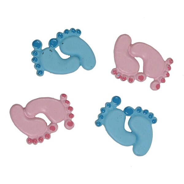 Streu-Deko Baby-Füßchen rosa-blau Polyresin 4 Stück Streuartikel Babydeko