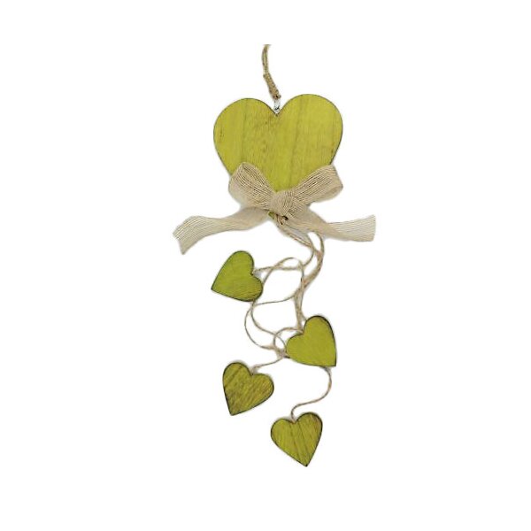Günstiger Deko Herzhänger mit grünen Holzherzen 70 cm