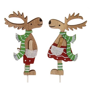 Dekostecker Weihnachtselch Junge und Mädchen 29 cm 2er-Set