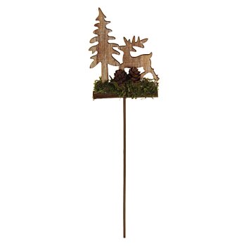 Weihnachtsstecker aus Holz Hirsch mit Tannenbaum 29 cm