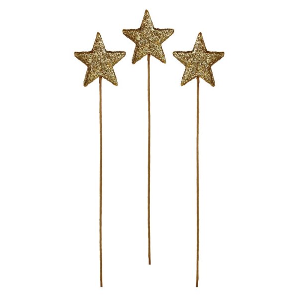 Glittersterne gold 4,5 cm am Draht Deko-Stecker für Weihnachten Flitter-Sterne zum Stecken