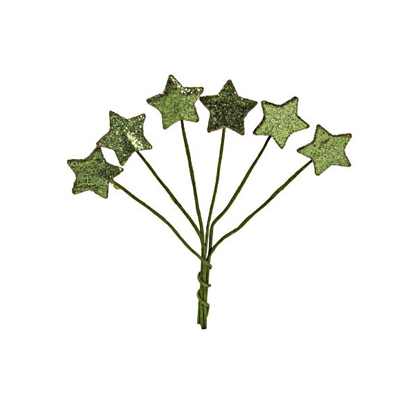 Flittersterne am Draht grün 6er-Bund 10 cm Deko-Sterne Weihnachtsdeko