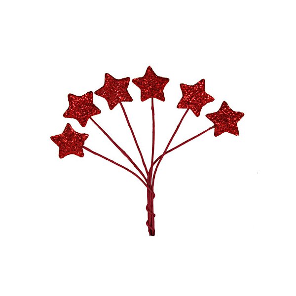 Flittersterne am Draht rot 6er-Bund 10 cm Deko-Sterne Weihnachtsdeko