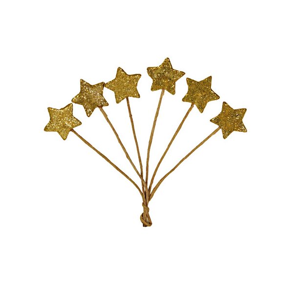 Flittersterne am Draht gold 6er-Bund 10 cm Deko-Sterne Weihnachtsdeko