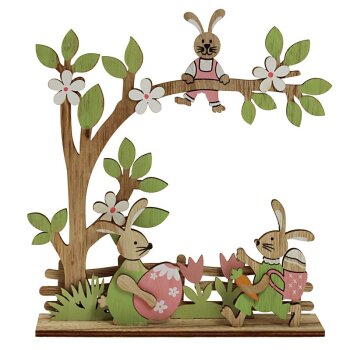 Frühlingsdeko Holzbäumchen mit Osterhasen-Paar...