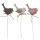 Deko-Stecker Holzvögel rosa-weiss-grau 28 cm 6er-Set