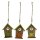 Vogelhaus-Hänger aus Holz mit Glöckchen 3er-Set 28 cm