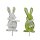 Dekostecker Hase aus Holz mit Glöckchen 27 cm grün-weiss 2er-Set