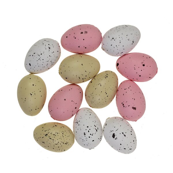 Ostereier aus Kunststoff rosa-beige-weiss gesprenkelt 3 cm 12 Stück