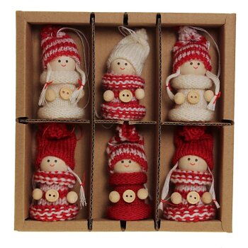 Weihnachtspüppchen aus Holz mit Strickbekleidung...