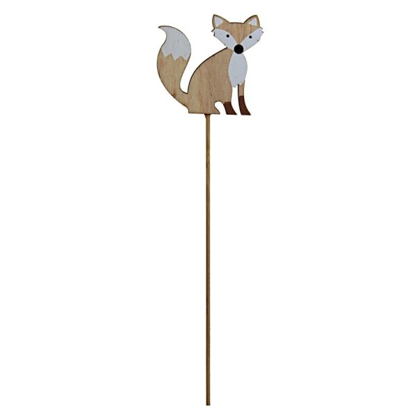 Deko-Fuchs aus Holz am Stab 29 cm Fuchs-Stecker