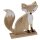 Deko-Fuchs aus Holz sitzend auf Holzplatte 18 x 18 cm