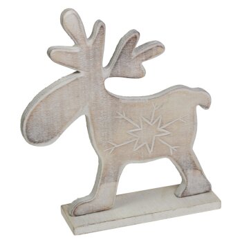 Weihnachtselch aus Holz white-washed 14x13 cm
