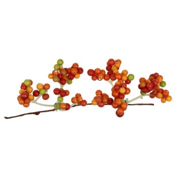 Dekopick mit grün-rot-orangenen Beeren 10 cm