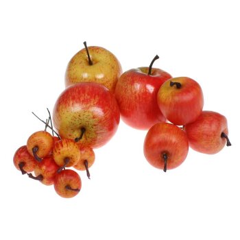 Dekoäpfel rot-orange am Draht 3,5 cm Deko-Obst