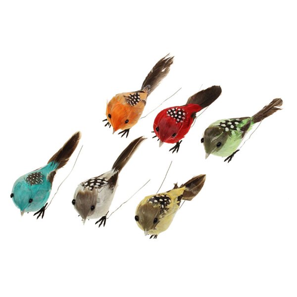 Federvögel Exotic bunt 9-10 cm 6er Set Dekovögel zum Basteln