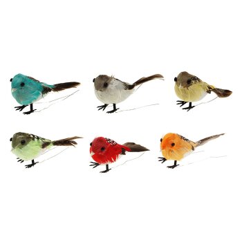 Federvögel Exotic bunt 9-10 cm 6er Set Dekovögel zum Basteln