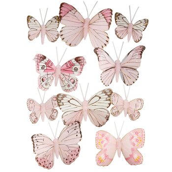 Deko-Schmetterlinge pastellrosa-weiss 4,5-7,5 cm 10er-Set
