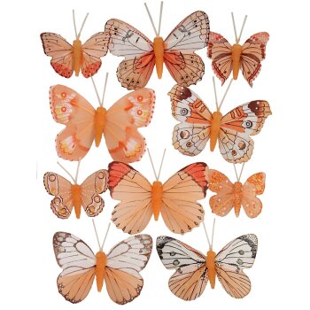 Deko-Schmetterlinge pastellorange-weiss 4,5-7,5 cm 10er-Set