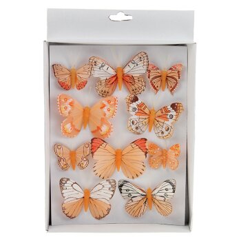 Deko-Schmetterlinge pastellorange-weiss 4,5-7,5 cm 10er-Set