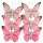 Feder-Schmetterlinge pink-weiss 7 cm 6er-Set