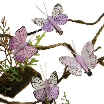 Kleine Feder-Schmetterlinge flieder-weiss 4,5 cm 8er-Set