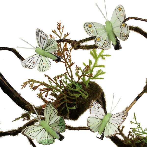 Kleine Feder-Schmetterlinge grün-weiss 4,5 cm 8er-Set