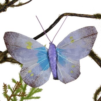 Deko-Schmetterlinge aus Federn pastell-lila mit Clip 8 cm