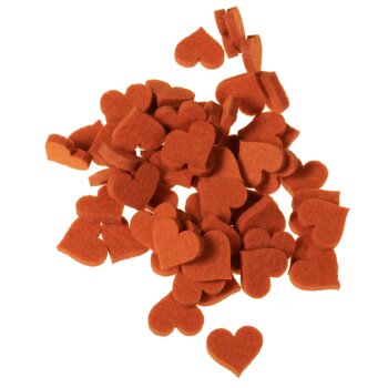 Filzherzen 2 cm Streuherzen in orange 60 Stück