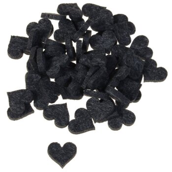 Filzherzen 2 cm Streuherzen in schwarz-meliert 60 Stück