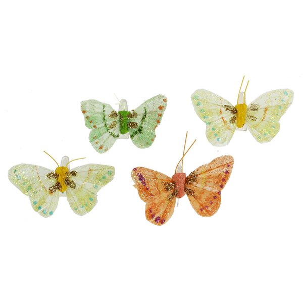 Schmetterlinge mit Clip 4er-Set Pastellfarben 5 cm