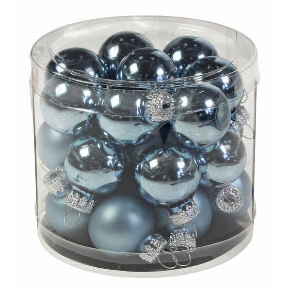 Glaskugeln eisblau 2,5 cm 24teilig Weihnachtsdeko Baumschmuck
