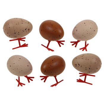 Deko-Eier mit Füßen 5 cm natur-braun 6er-Set