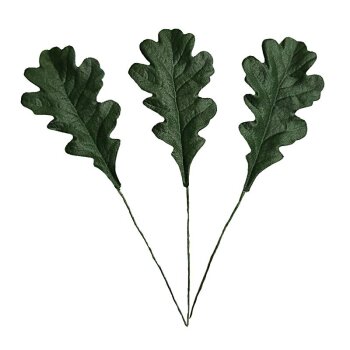 Eichen-Blätter grün am Drahtstiel 12er-Bund 13 cm Eichenlaub-Blätter zum Basteln