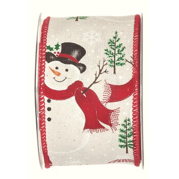 Weihnachts-Schleifenband mit Drahtkante Schneemänner...