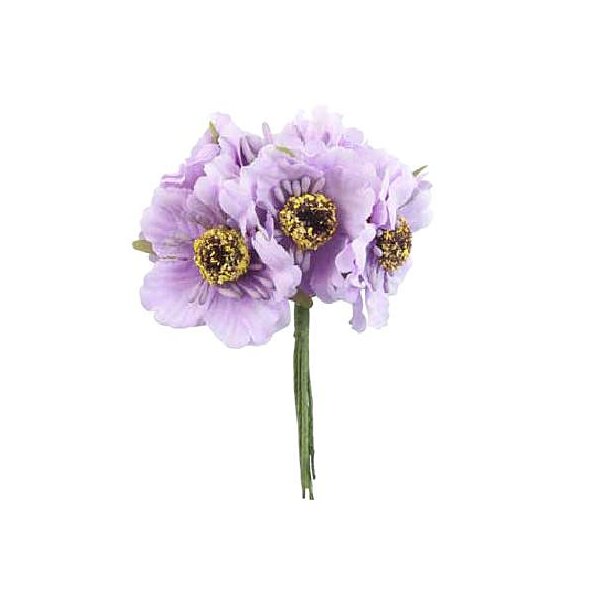Mini-Blumenpick flieder 6 Blüten 8,5 cm Kleinblumen Bastelblumen