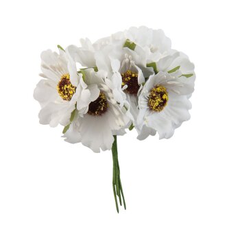Mini-Blumenpick weiss 6 Blüten 8,5 cm Kleinblumen...