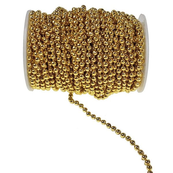 Goldenes Perlenband goldene Perlenkette goldene Perlenschnur 4 mm