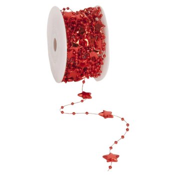 Perlenkette mit Sternchen rot 1,3 cm Perlenband...