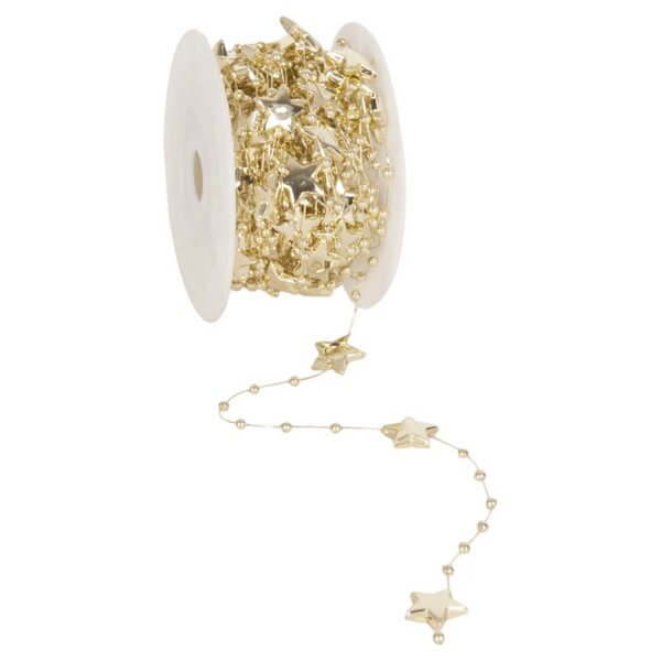 Perlenkette mit Sternchen gold 1,3 cm Perlenband Perlenschnur Sternchengirlande