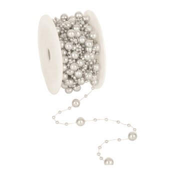 Perlenband Round Beads grau Perlengirlande Perlenkette