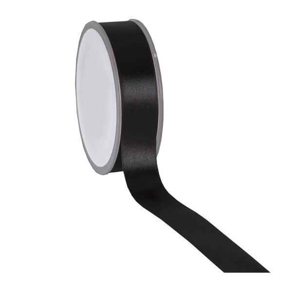 Doppelsatin Schleifenband schwarz 25 mm preiswertes Satinband doppelseitig