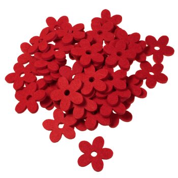 Filzblumen rot 4,5 cm Sparpack 50 Stück