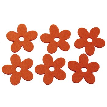 Filzblumen orange 4,5 cm 6 Stück