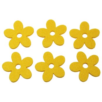 Filzblumen gelb 4,5 cm 6 Stück